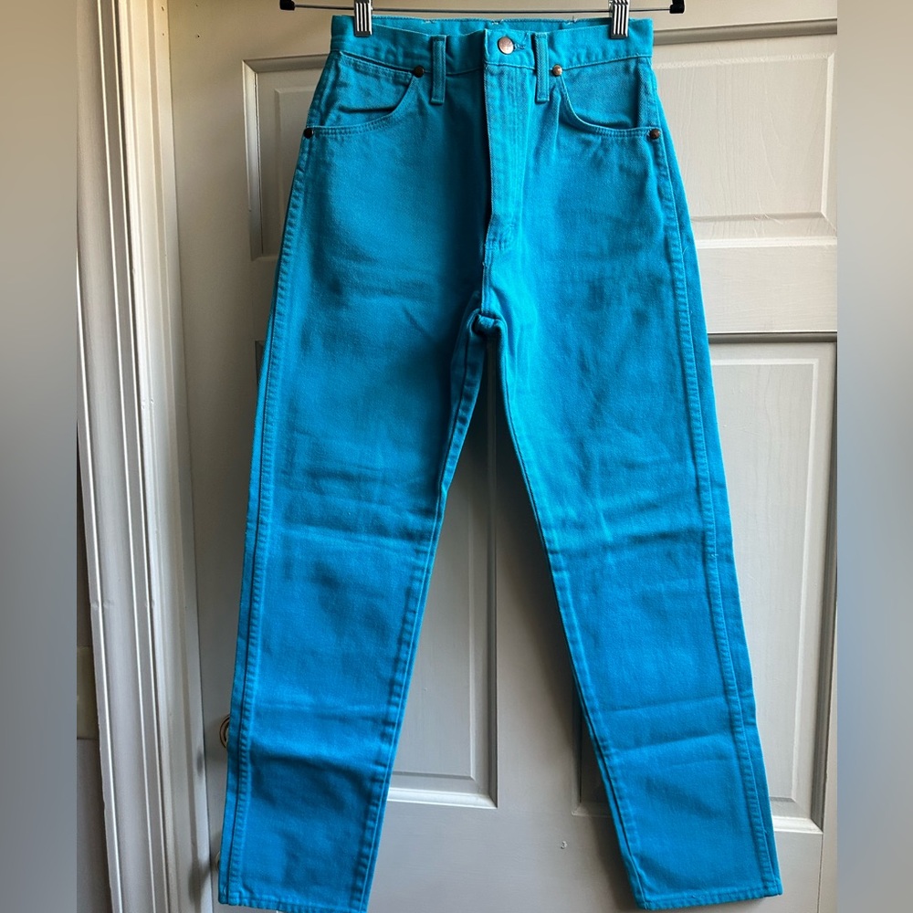 High-Waist Turquoise Women’s Jeans - Picture 4 of 11